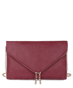 Large Clutch Design Faux Leather Classic Style WU024 BURGUNDY
